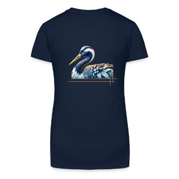 Eleganter Kran - Bio Frauen T-Shirt mit V-Ausschnitt - Dunkelblau - Hinten