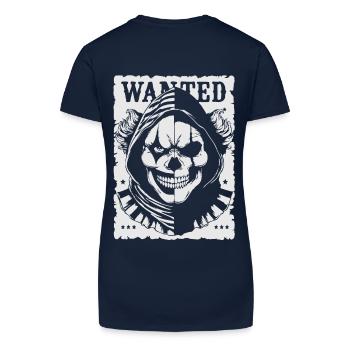 Wanted Skull Pullover Hoodie Poster - Organic Women's V-Neck T-Shirt - navy blue - Back