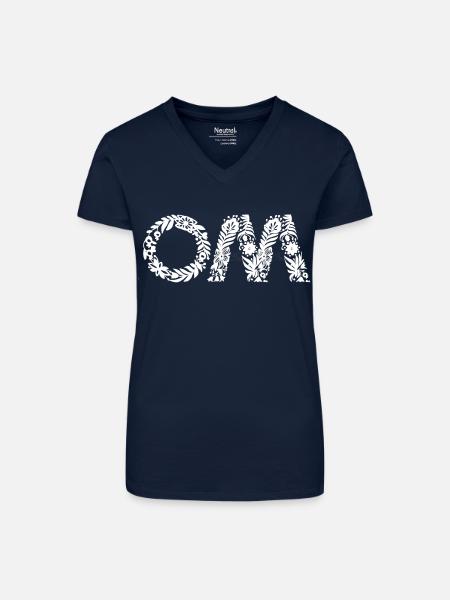 Om - Bio Frauen T-Shirt mit V-Ausschnitt - Dunkelblau