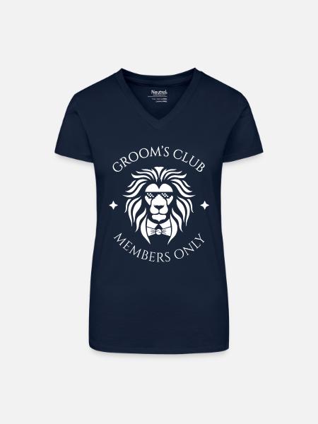 Groom's Club - Exklusive Runde - Bio Frauen T-Shirt mit V-Ausschnitt - Dunkelblau