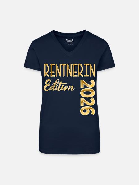 RENTE 2026 RENTNERIN - Bio Frauen T-Shirt mit V-Ausschnitt - Dunkelblau
