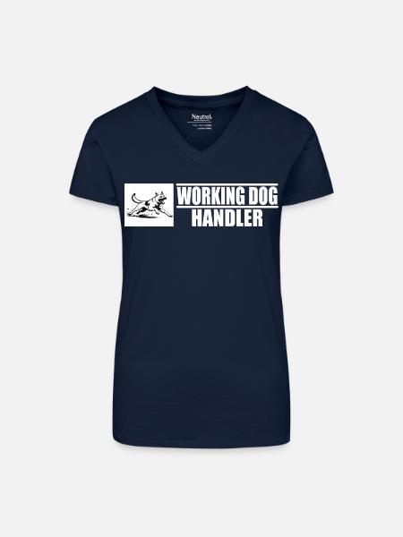 Working Dog Handler Motiv - Bio Frauen T-Shirt mit V-Ausschnitt - Dunkelblau
