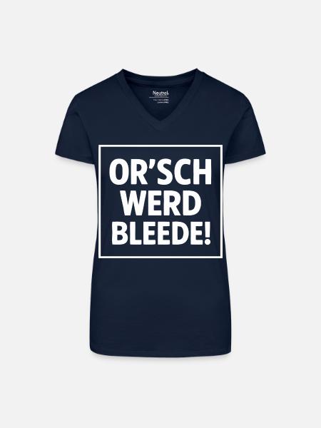 Sächsisch Spruch - Bio Frauen T-Shirt mit V-Ausschnitt - Dunkelblau