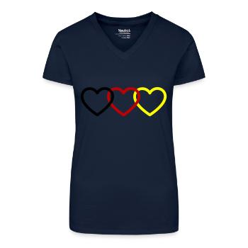Deutschland Herzen - Bio Frauen T-Shirt mit V-Ausschnitt - Dunkelblau - Vorne