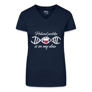 love my dna dns land country Poland polska poland - Bio Frauen T-Shirt mit V-Ausschnitt - Dunkelblau - Vorne