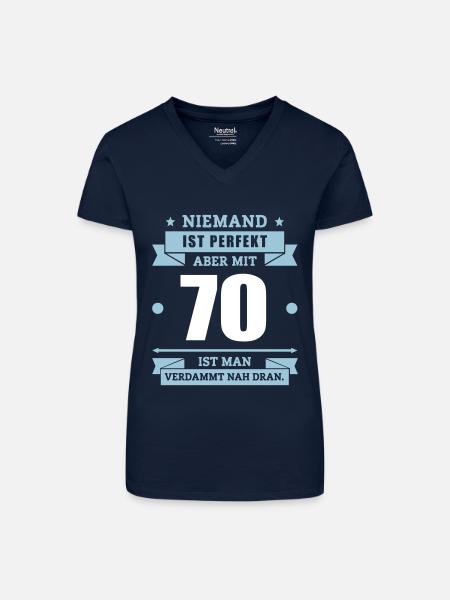 Funshirt 70 - Bio Frauen T-Shirt mit V-Ausschnitt - Dunkelblau
