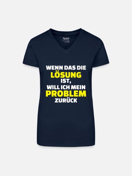 Lösung - Bio Frauen T-Shirt mit V-Ausschnitt - Dunkelblau
