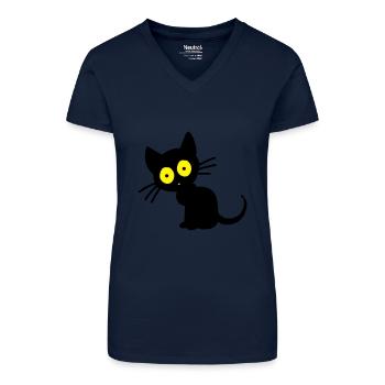 Georgie avec les yeux de la plaque - T-shirt bio col V Femme - bleu foncé - Devant