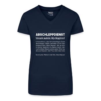 Abschlepper Abschleppdienst Definition lustige - Bio Frauen T-Shirt mit V-Ausschnitt - Dunkelblau - Vorne