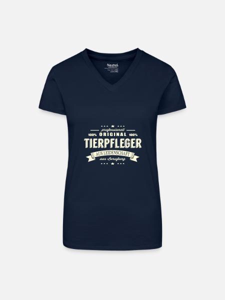 Tierpfleger aus Leidenschaft - Bio Frauen T-Shirt mit V-Ausschnitt - Dunkelblau
