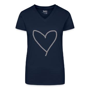 Herz grau Geschenkidee Liebe verliebt - Bio Frauen T-Shirt mit V-Ausschnitt - Dunkelblau - Vorne