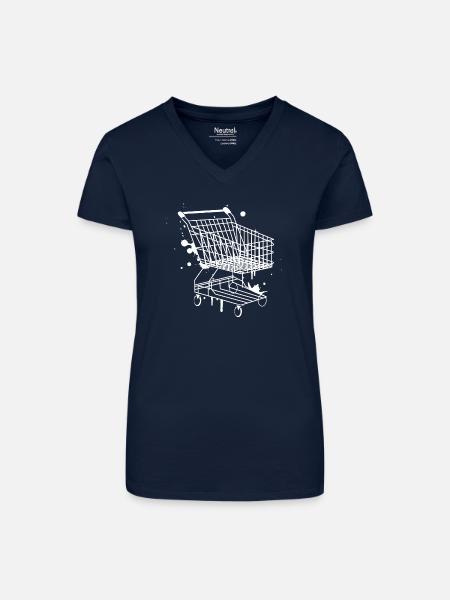 Einkaufswagen Graffiti - Bio Frauen T-Shirt mit V-Ausschnitt - Dunkelblau