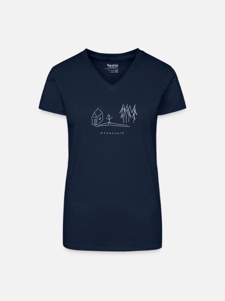 rauszeit Natur - Bio Frauen T-Shirt mit V-Ausschnitt - Dunkelblau