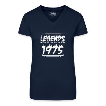 1975 - Jahrgang 1975 - Baujahr 1975 - Bio Frauen T-Shirt mit V-Ausschnitt - Dunkelblau - Vorne