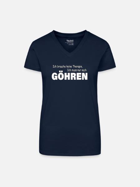Therapie GÖHREN - Bio Frauen T-Shirt mit V-Ausschnitt - Dunkelblau