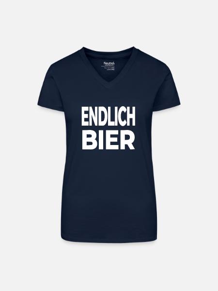 Bier - Bio Frauen T-Shirt mit V-Ausschnitt - Dunkelblau