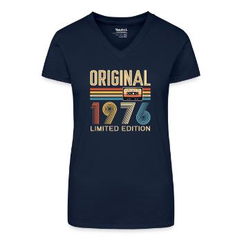 50th Birthday, 50 Years, Original 1976 - Organic Women's V-Neck T-Shirt - navy blue - Front