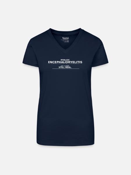 Myalgic Encephalomyelitis not visible. still real. - Bio Frauen T-Shirt mit V-Ausschnitt - Dunkelblau