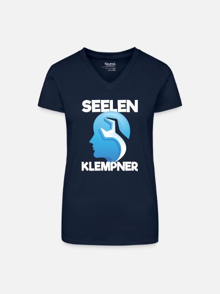 Seelenklempner - Bio Frauen T-Shirt mit V-Ausschnitt - Dunkelblau
