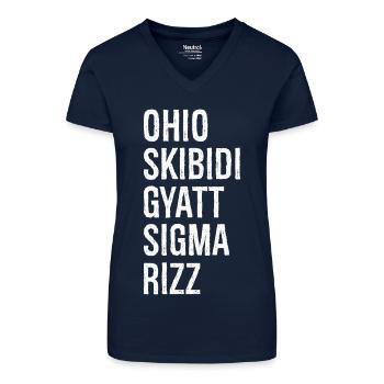 Ohio Skibidi Gyatt Sigma Rizz - Organic Women's V-Neck T-Shirt - navy blue - Front