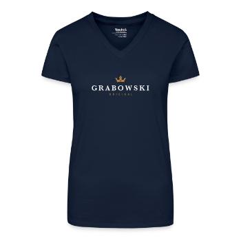 Grabowski Original Familienlogo - Bio Frauen T-Shirt mit V-Ausschnitt - Dunkelblau - Vorne