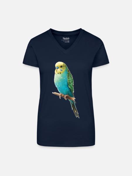 Wellensittich - Bio Frauen T-Shirt mit V-Ausschnitt - Dunkelblau