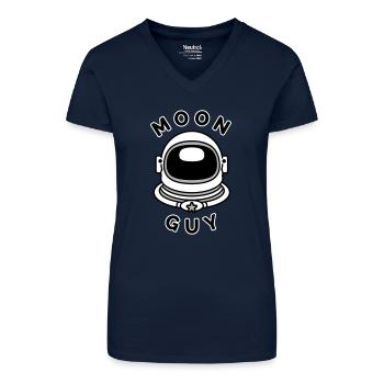 Moon Guy 2 (Farbe veränderbar) - Bio Frauen T-Shirt mit V-Ausschnitt - Dunkelblau - Vorne
