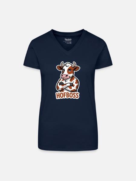Hofboss Kuh Arrogante Bosskuh - Bio Frauen T-Shirt mit V-Ausschnitt - Dunkelblau