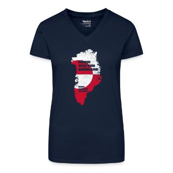 Hände weg von Grönland (Greenland-Edition) - Bio Frauen T-Shirt mit V-Ausschnitt - Dunkelblau - Vorne
