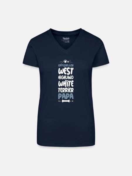 WEST_HIGHLAND_WHITE_TERRIER - Bio Frauen T-Shirt mit V-Ausschnitt - Dunkelblau