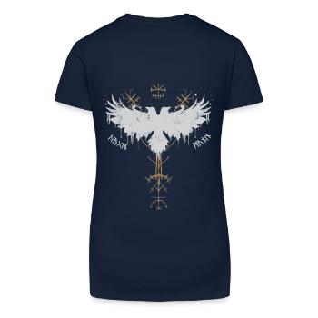 Wikinger - Hugin und Munin – Die Raben Odins - Bio Frauen T-Shirt mit V-Ausschnitt - Dunkelblau - Hinten