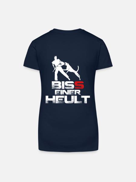 Biss einer heult - Bio Frauen T-Shirt mit V-Ausschnitt - Dunkelblau