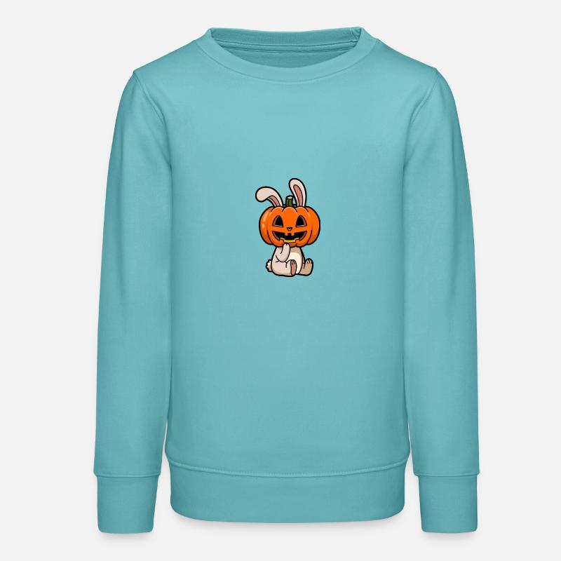 Halloween Lapin Citrouille Octobre Mignon Dessin animé - Sweat ado bio Stanley/Stella - turquoise pastel