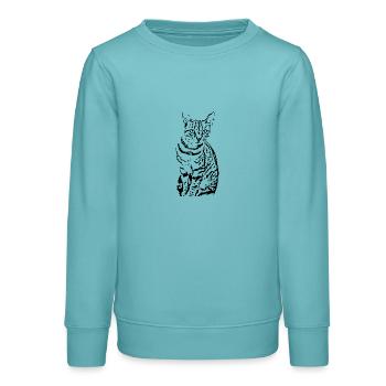 chat noir chat chaton doux cadeau de Noël - Sweat ado bio Stanley/Stella - turquoise pastel - Devant - AI Model Teenager Male light (155cm)