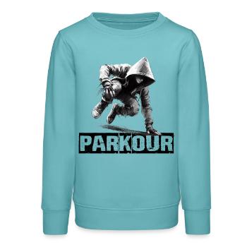 Parkour - Teenager Organic Sweatshirt Mini Changer von Stanley/Stella - Pastelltürkis - Vorne - AI Model Teenager Male light (155cm)