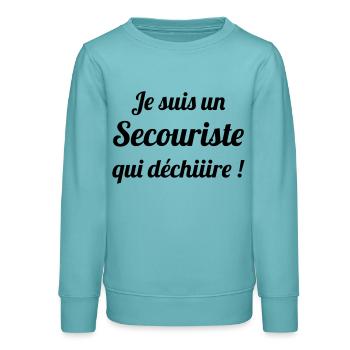 Secourisme / Secouriste / Secours / Secourir - Sweat ado bio Stanley/Stella - turquoise pastel - Devant - AI Model Teenager Male light (155cm)
