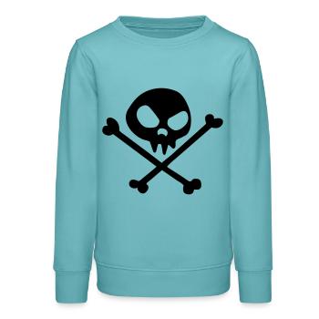 tete de mort pirat tribal skull in a funny comics - Sweat ado bio Stanley/Stella - turquoise pastel - Devant - AI Model Teenager Male light (155cm)