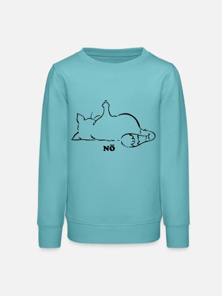 Katze Nö, Nein, No...Mittelfinger - Teenager Organic Sweatshirt Mini Changer von Stanley/Stella - Pastelltürkis