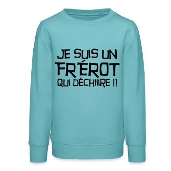 Frère Frangin Frere Naissance Bébé Frérot - Sweat ado bio Stanley/Stella - turquoise pastel - Devant - AI Model Teenager Male light (155cm)
