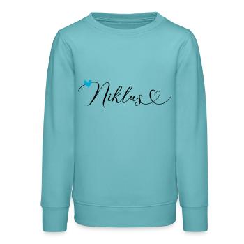 Niklas Name Vorname Kalligrafieherz - Teenager Organic Sweatshirt Mini Changer von Stanley/Stella - Pastelltürkis - Vorne - AI Model Teenager Male light (155cm)