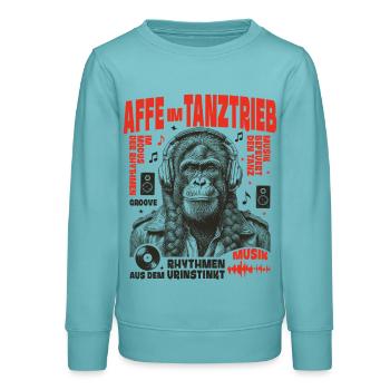 Funk Rock Shirt: Zopf-Affe im Groovegewitter - Teenager Organic Sweatshirt Mini Changer von Stanley/Stella - Pastelltürkis - Vorne - AI Model Teenager Male light (155cm)