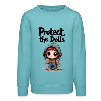 Protect the Dolls - Süße Botschaft - Teenager Organic Sweatshirt Mini Changer von Stanley/Stella - Pastelltürkis - Vorne - AI Model Teenager Male light (155cm)