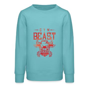 gym bête fitness - Sweat ado bio Stanley/Stella - turquoise pastel - Devant - AI Model Teenager Male light (155cm)