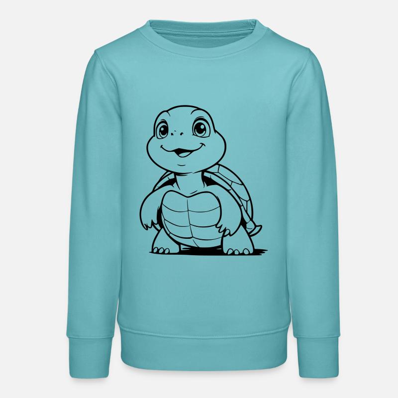 Cute turtle as vector illustration - Teens Organic Sweatshirt by Stanley/Stella - pastel turquoise