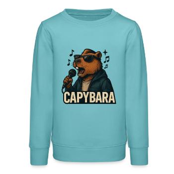 Capybara - Teenager Organic Sweatshirt Mini Changer von Stanley/Stella - Pastelltürkis - Vorne - AI Model Teenager Male light (155cm)