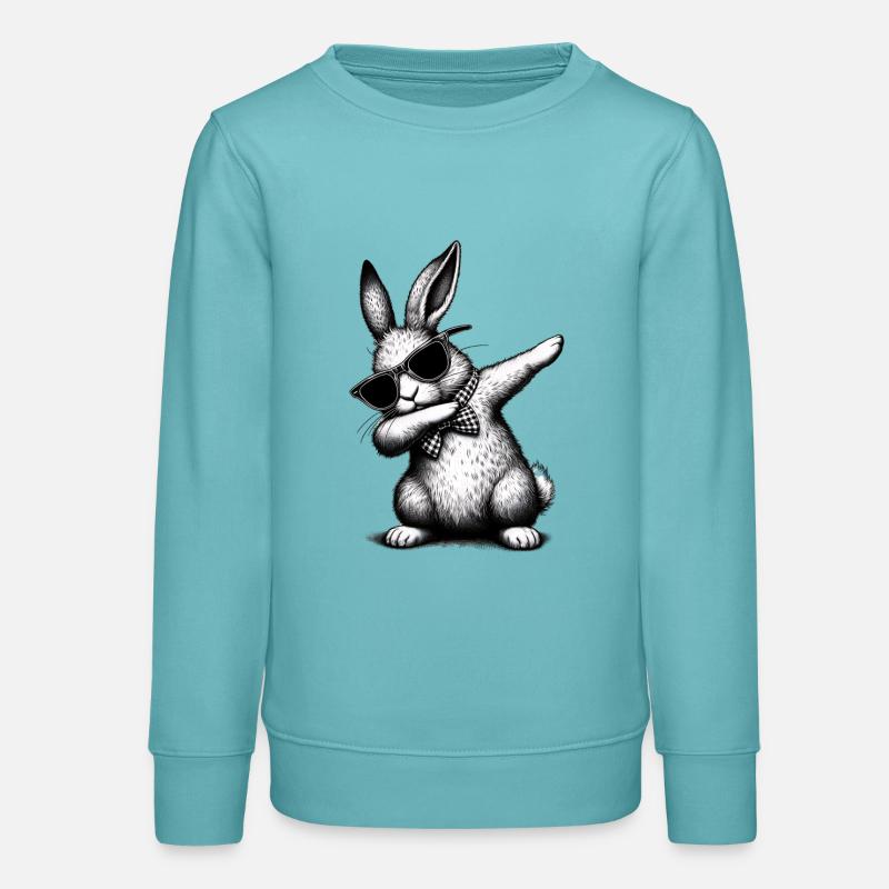 Floss Dance Bunny - Teens Organic Sweatshirt by Stanley/Stella - pastel turquoise
