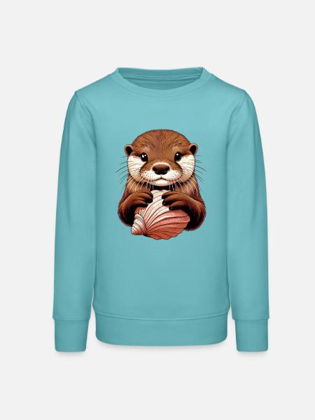 Otter - Teenager Organic Sweatshirt Mini Changer von Stanley/Stella - Pastelltürkis