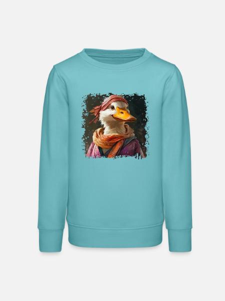 Anthropomorphe Ente mit buntem Schal - Teenager Organic Sweatshirt Mini Changer von Stanley/Stella - Pastelltürkis