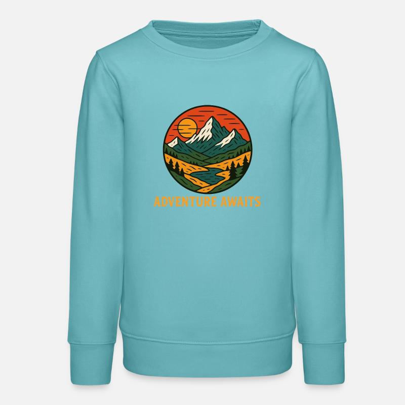 L’aventure vous attend dans les paysages de montagne - Sweat ado bio Stanley/Stella - turquoise pastel