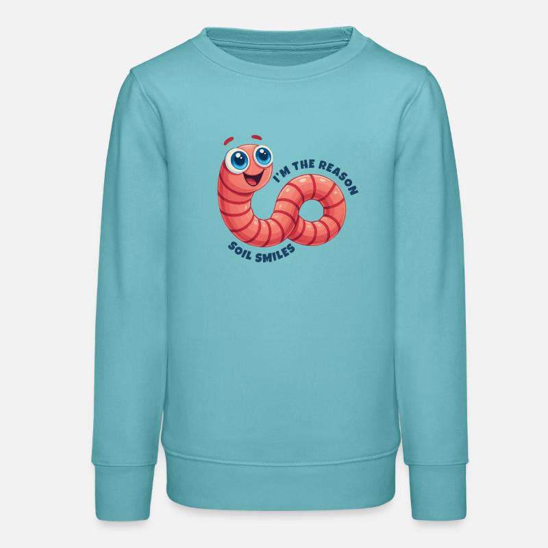 Vers de terre joyeux - Sweat ado bio Stanley/Stella - turquoise pastel